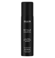 Фото Ollin Style Hair Spray Fragnance Free Ultra Strong - Оллин Стайл Лак для волос ультрасильной фиксации без отдушки, 75 мл