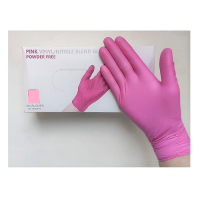 Фото Перчатки одноразовые винил-нитрил Wally Plastic (Розовый, XS, Винил-Нитрил) 100 штук (50 пар), размер XS