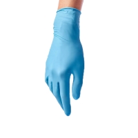Фото Benovy Nitrile - Бинови Перчатки нитриловые текстурированные на пальцах голубые, M, 5 пар/уп