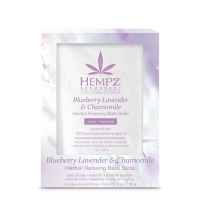 Фото Hempz Blueberry Lavender & Chamomile Herbal - Хэмпз Блюберри Лавэндэр энд Кэмомайл Хербал Расслабляющая соль для ванны с экстрактом Лесных ягод, Лаванды и Ромашки, 2х28 г
