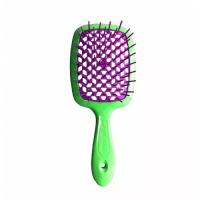 Фото Janeke Superbrush - Янеке Щётка с закругленными зубчиками, двухцветная (зелёный, фиолетовый), 20,3x8,5x3,1 см