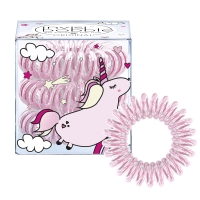 Фото Invisibobble Original Unicorn Elly - Инвизибабл Ориджинал Резинка-браслет для волос розовая с серебряной нитью, 3 шт/уп