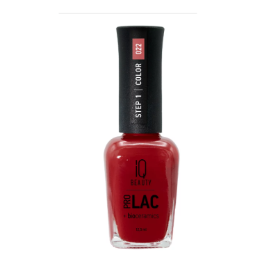Фото IQ Beauty №022 Gala  Айкью Бьюти Лак для ногтей профессиональный укрепляющий с биокерамикой №022 красный 12,5 мл