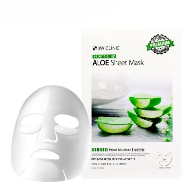 Фото 3W CLINIC ESSENTIAL UP ALOE SHEET MASK - Тканевая маска для лица с экстрактом алоэ, 25 мл 