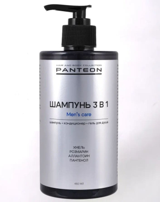 Фото Panteon Шампунь мужской для волос 3 в 1 с экстрактом розмарина 450 мл Пантеон