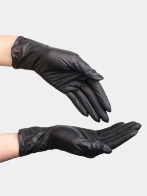 Фото Benovy Vinyl  Бинови Перчатки виниловые черные S 50 пар в уп