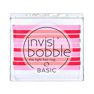 Фото Invisibobble Basic Jelly Twist  - Инвизибабл Базик Резинка для волос розово-красная, 10 шт/уп