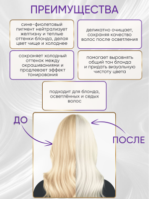 Фото Panteon Тонирующий шампунь для волос фиолетовый Антижелтый 100 мл