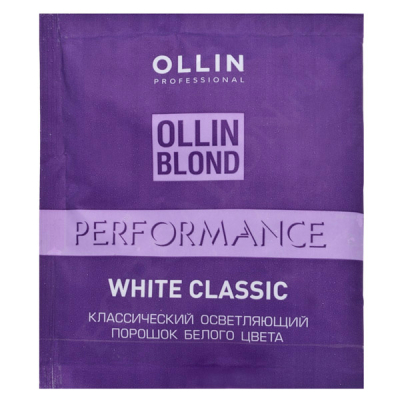 Фото Ollin Blond Performance White Classic - Оллин Блонд Перформанс Классический осветляющий порошок белого цвета, 30 г