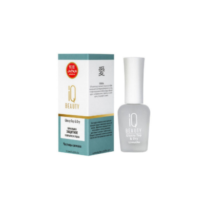 Фото IQ Beauty Glossy Top & Dry - Айкью Бьюти Зеркальное защитное покрытие и сушка, 12,5 мл