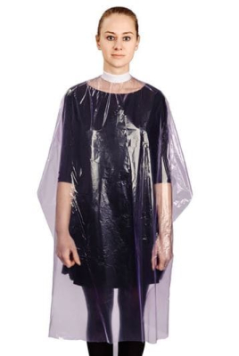 Фото Чистовье Пеньюар для парикмахерских работ Стандарт полиэтилен, сиреневый 160х100 см, 50 шт/уп 