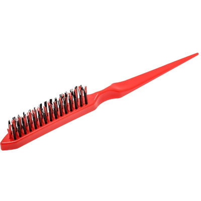 Фото Harizma  Харизма Щётка для начеса трёхрядная с чёрной щетиной и пластиковыми вставками красная h10642-15