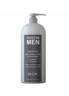 Фото Ollin Premier For Men Hair&Body Refreshe Оллин Премьер Фо Мэн Шампунь для волос и тела освежающий 1000 мл