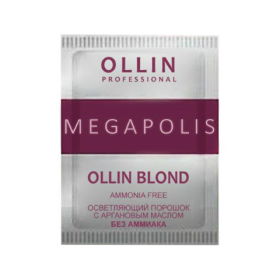 Фото Ollin Megapolis Blond - Оллин Мегаполис Блонд Осветляющий порошок с аргановым маслом без аммиака, 30 г