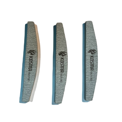 Фото Kosma  Пилка баф лодка маленькая серая 180/180 на пластиковой основе 3 шт/уп