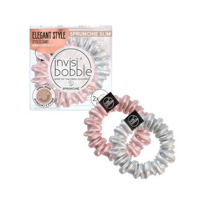 Фото Invisibobble Sprunchie Slim Bella Chrome - Инвизибабл Резинка-браслет для волос, 2 шт/уп 
